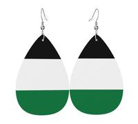 Flag of the State of Palestine Leather Earring Pairs Teardrop Faux Leather Earrings Set for Women Lightweight Leather Dangle Drop Earrings.