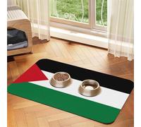 Flag of the State of Palestine Pet Absorbent Leather Placemat 30x45cm Beautiful Design Cat and Dog Bowl Mat Portable Storage