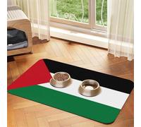 Flag of The State of Palestine Pet Food Mat 23.62x15.71in Absorbent Non-Slip PU Leather Feeding Mat for Dogs Cats Rubber Bottom Fast Drying Rollable Pet Bowl Placemat