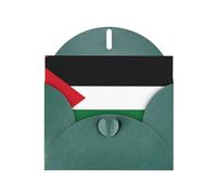 Flag of the State of Palestine Print Birthday Blank Note Card with Dark Green Envelopes 4x6in