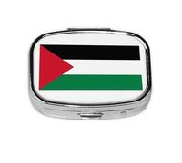 Flag of The State of Palestine Square Pill Box Lightweight and Portable, with 2 Plastic Inserts, Suitable for Carrying in Pockets or Wallets.