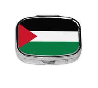 Flag of The State of Palestine Square Pill Storage Box, Travel Portable Mini Pill Box, Vitamin Medicine Storage Box (2 Compartment Pill Box)