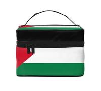 Flag of the State of Palestine Women's travel cosmetic bag, (9x6.5x6.2 inches) portable large capacity cosmetic bag, large cosmetic bag storage bag for girls, Black, One Size, Black, One Size