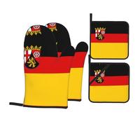 Flag of The State of Rhineland-Palatinate Oven Glove Pot Holder 4-Piece Set - Heat Resistant Pot Holders for Kitchen, Microwave & BBQ