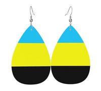 Flag of the Sultanate of Burongan Printed Dangle Leather Earrings, Reversible Statement Jewelry with Silver Plated Hooks