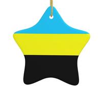 Flag Of The Sultanate Of Burongan Printing Christmas Ornaments, Ceramic Star Design With String For Holiday, Star Christmas Decorations