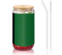 Flag Of The Sultanate Of Delhi print Drinking Glasses With Lids And Glass Straw-16oz Can Shaped Glass Cups,Beer Glasses