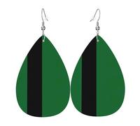 Flag of the Sultanate of Delhi Printed Dangle Leather Earrings, Reversible Statement Jewelry with Silver Plated Hooks