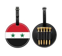 Flag of The Syrian Arab Republic Black Printed Golf tee Storage Bag - Portable Design, Easy to Organize tee