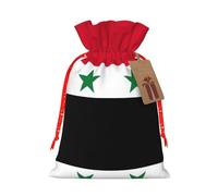 Flag Of The Syrian Arab Republic Christmas Canvas Gift Bag With Drawstring,Reusable Personalizedgift Bag