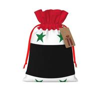 Flag Of The Syrian Arab Republic Christmas Canvas Gift Bag With Drawstring,Reusable Personalizedgift Bag