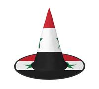 Flag of the Syrian Arab Republic Halloween Witch Hat for Adults - Party Hat for Masquerade, Carnival, Cosplay - Pointed Horn Decoration Cap