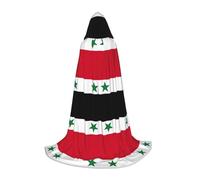 Flag Of The Syrian Arab Republic Hooded Cape For Teenagers Witch Vampire Cosplay Party Halloween Christmas Printed Long Cloak
