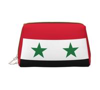 Flag of The Syrian Arab Republic Leather Hand-Held Zipper Makeup Bag Storage Bag for Miscellaneous Items Pen Case