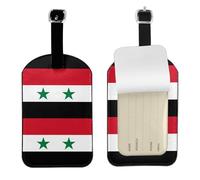 Flag of the Syrian Arab Republic Leather Luggage Tag-Personalised ID Bag Tag for Suitcase, Privacy Cover Travel Accessory with Strap for Suitcase Backpack