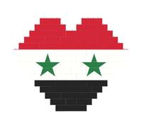 Flag of The Syrian Arab Republic Print Art Brick Puzzle Heart Shaped DIY Building Blocks Set 3D Jigsaw Home Decor 53 Pieces