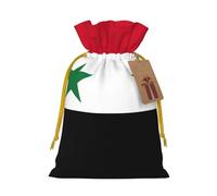 Flag of the Syrian Arab Republic print Christmas bag, drawstring sack - fit holiday present packaging for family and friends