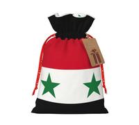 Flag of the Syrian Arab Republic print Christmas Packing Bag Linen Bags with Drawstring Wedding Present Bag