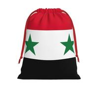 Flag of the Syrian Arab Republic Print Drawstring Gift Bags For Christmas,Holiday Party Gift Wrapping Bag Assorted Sizes