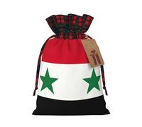 Flag Of The Syrian Arab Republic Print Festive Christmas Drawstring Gift Bags For Xmas Decorative Present Wrapping Needs
