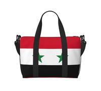 Flag of the Syrian Arab Republic print Gym Bag for Women,Carry on Weekender Overnight Duffle Bag,Personal Item Tote Bag, Black, One Size