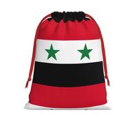 Flag Of The Syrian Arab Republic Print Plush Gift Bags Reusable Drawstring Gift Wrap Bags,For Holiday Candy Party Supplies