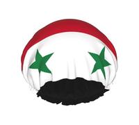Flag Of The Syrian Arab Republic Print Shower Cap For Women Men Reusable Lightweight Soft Bath Hair Cap With Elastic Band