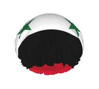 Flag Of The Syrian Arab Republic Print Soft Lined Shower Cap, Double Layer Washable Wide Elastic Band Hair Shower Cap For Bath