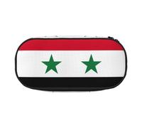 Flag of The Syrian Arab Republic Print Stylish School Students Pencil Bag Reusable Pens Makeup Toiletry Case Easy Access