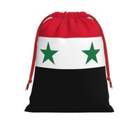 Flag of the Syrian Arab Republic print Super soft velvet drawstring storage bag, fit for Halloween promotion multifunctional bag