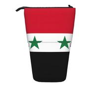 Flag of the Syrian Arab Republic Print Telescopic Pencil Case Adjustable Lightweight Office Stationery Organizer Pouch