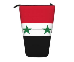 Flag of the Syrian Arab Republic Print Telescopic Pencil Case Adjustable Lightweight Office Stationery Organizer Pouch