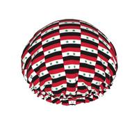 Flag of the Syrian Arab Republic Print women Shower Caps Bath Cap Reusable Waterproof Double Layers Hair Cap Comfort
