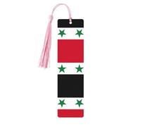 Flag of The Syrian Arab Republic Print Wood Bookmark for Women Men,with Tassels Reading Bookmarks for Book Lovers,Gifts