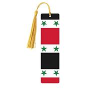 Flag of The Syrian Arab Republic Print Wood Bookmark for Women Men,with Tassels Reading Bookmarks for Book Lovers,Gifts