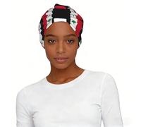 Flag of the Syrian Arab Republic Printed Knotted Turban Hat, Comfy Sleep Cap Protective Headwear, for Home Work Travel Comfort