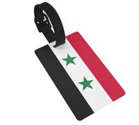 Flag of The Syrian Arab Republic Printed Small Luggage Tags Portable Bag ID Holders with Adjustable Strap for Travel Gear