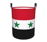 Flag Of The Syrian Arab Republic Printing Circular Dirty Laundry Basket, Large Storage Baskets, Works In Kitchen, Playroom,Bathroom