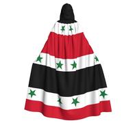 Flag Of The Syrian Arab Republic Printing Cosplay Parties Hooded Adult Halloween Cloak 57.8 Inches Long Theme