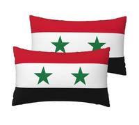 Flag Of The Syrian Arab Republic Printing Imitation Linen Pillow Cases Set Of 2 Luxury Pillow Cases 12x20 Inches For Sofa,Bed,Office