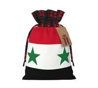 Flag Of The Syrian Arab Republic Printing Xmas Drawstring Gift Reusable Bag For With Christmas Anniversaries Wrapping Bags