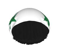 Flag of the Syrian Arab Republic Reusable Shower Cap for Women, Double Waterproof Layers Bath Hat, Hair Treatment Essentials
