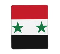Flag of the Syrian Arab Republic Rubber Base Mouse Mat with Stitched Edge-Non-Slip Desk Mat for Office Gaming, Smooth Cloth Surface Multiple Vertical