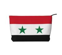 Flag of the Syrian Arab Republic Women's corduroy cosmetic bag, portable zipper hand-held wallet, suitable for travel and daily storage of cosmetics,