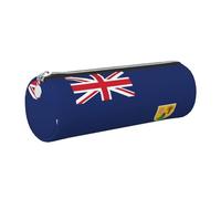 Flag of The Turks and Caicos Islands Cute Leather Pencil Case Eco-Friendly Cross Grain Leather,Smooth Zipper,Large Capacity Cylinder Pouch Holder