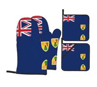 Flag of the Turks and Caicos Islands Kitchen baking four-piece set anti-scalding and heat insulation for kitchen baking and grilling