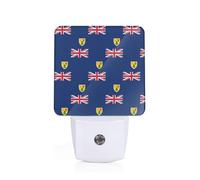 Flag of The Turks and Caicos Islands Plug in Night Light, Dimmable Led Nightlight with Dusk to Dawn Sensor Sleep Light for Nursery Kids Room Hallway