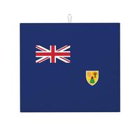 Flag of The Turks and Caicos Islands Print Absorbent Dish Drying Mat Kitchen Counter Foldable Reusable Coffee Bar Utensil Pad