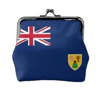 Flag of the Turks and Caicos Islands print Coin Purse Small Change Purse Card Holder Coin Pouch Small Wallet for Women and Men, Black, One Size, Vintage
