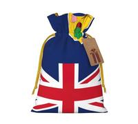Flag Of The Turks And Caicos Islands Print Drawstring Gift Bags Packaging Party Candy Goodie Bag Xmas Presents Decor Holiday Giving